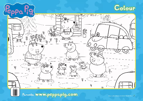 Peppa Pig Muddy Puddles Colouring Sheet